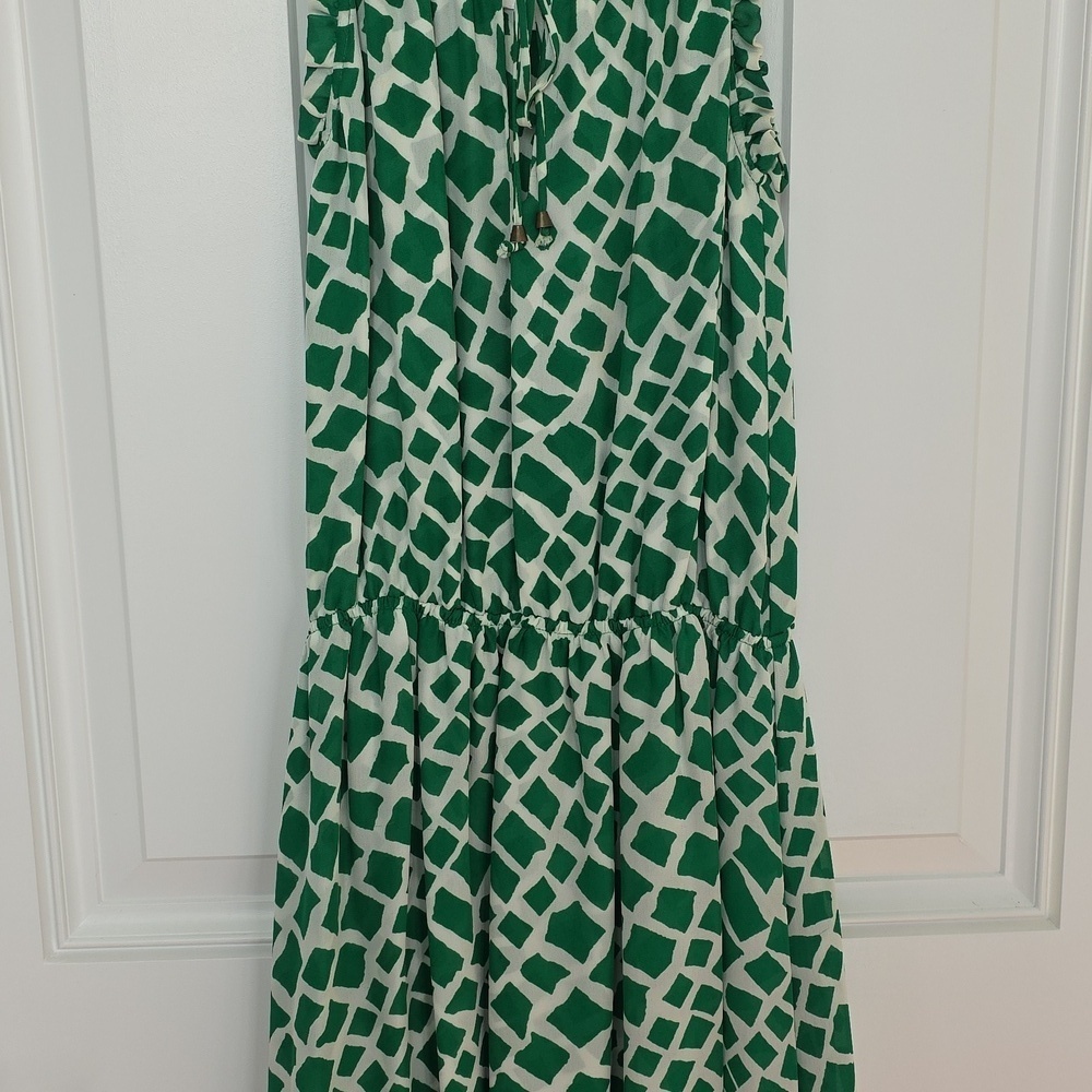 Parker Green & White Lined Silk Dress.  Size Extra Small - Picture 3 of 12